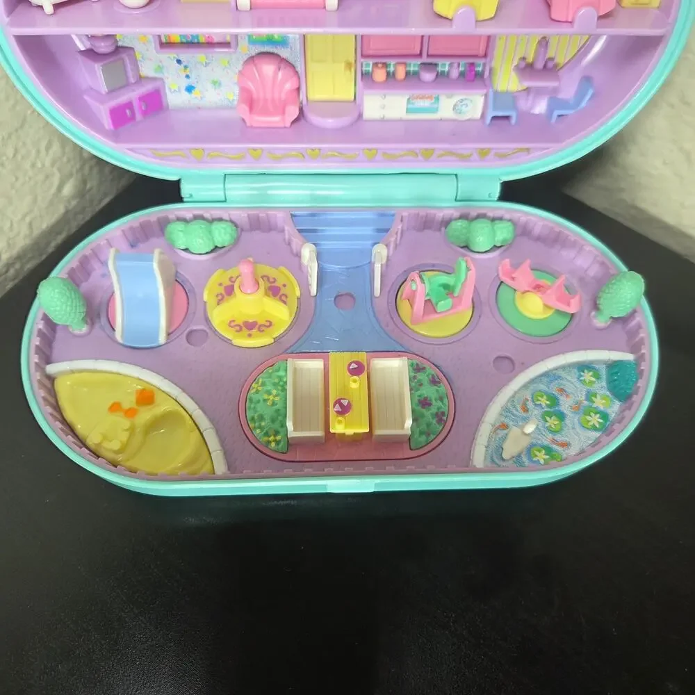 Vintage 1992 Polly Pocket Bluebird Babysitting Stamper with 3 Original Figures